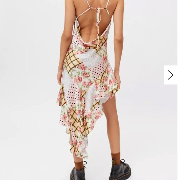 For Love and Lemons Marissa Polka Dot Patchwork Print Satin Mini Dress - Picture 2 of 4